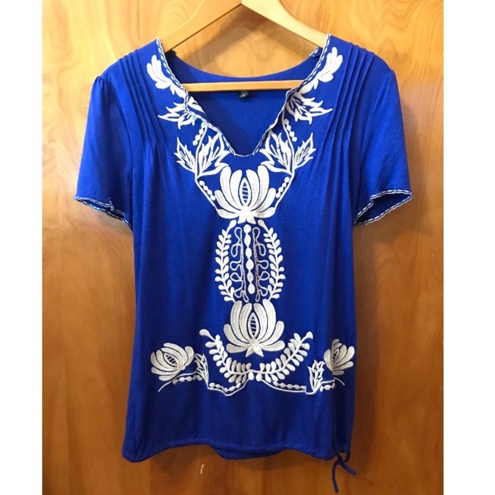 Filtre | Beautiful Cobalt Blue Embroidered Top (M)